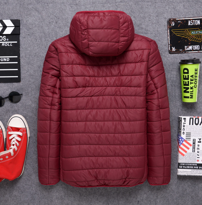 Warme, gesteppte Pufferjacke mit Kapuze für Herren