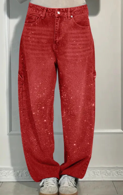 📢📢2026 Neue Kollektion – Zeitlich begrenzter Vorverkauf ✨ Damen-Jeans mit geradem Schnitt und Strasssteinen