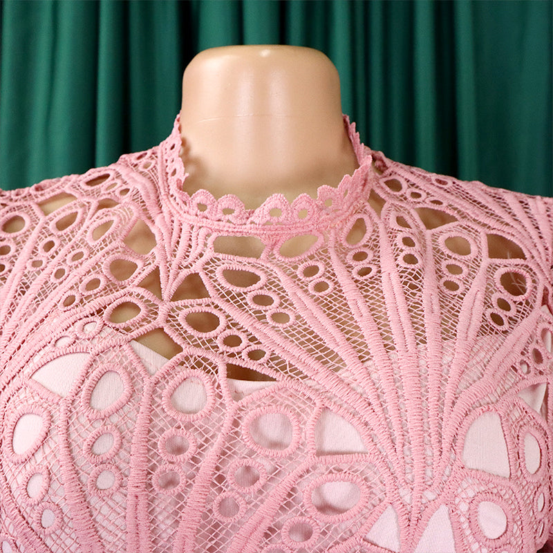 💞Damenkleid aus Spitze mit Hohlfalten
