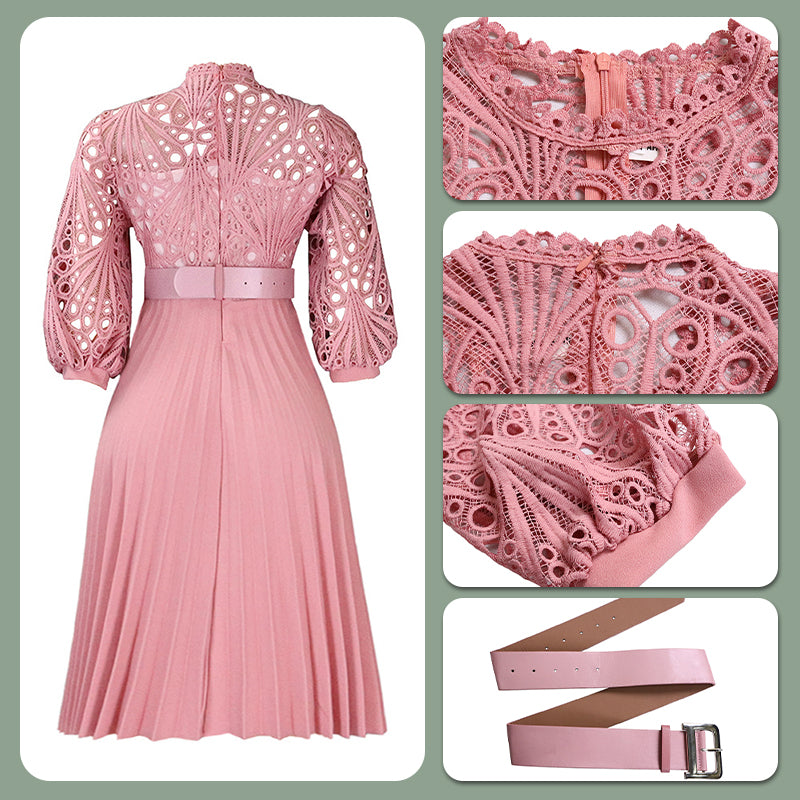 💞Damenkleid aus Spitze mit Hohlfalten