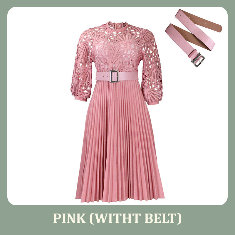 💞Damenkleid aus Spitze mit Hohlfalten