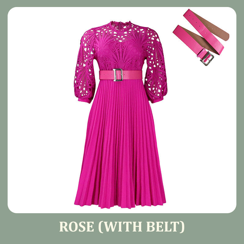 💞Damenkleid aus Spitze mit Hohlfalten