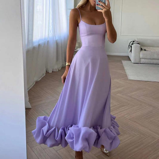 Modisches Halterkleid für Damen mit großem Swing-Saum und A-Linien-Schnitt