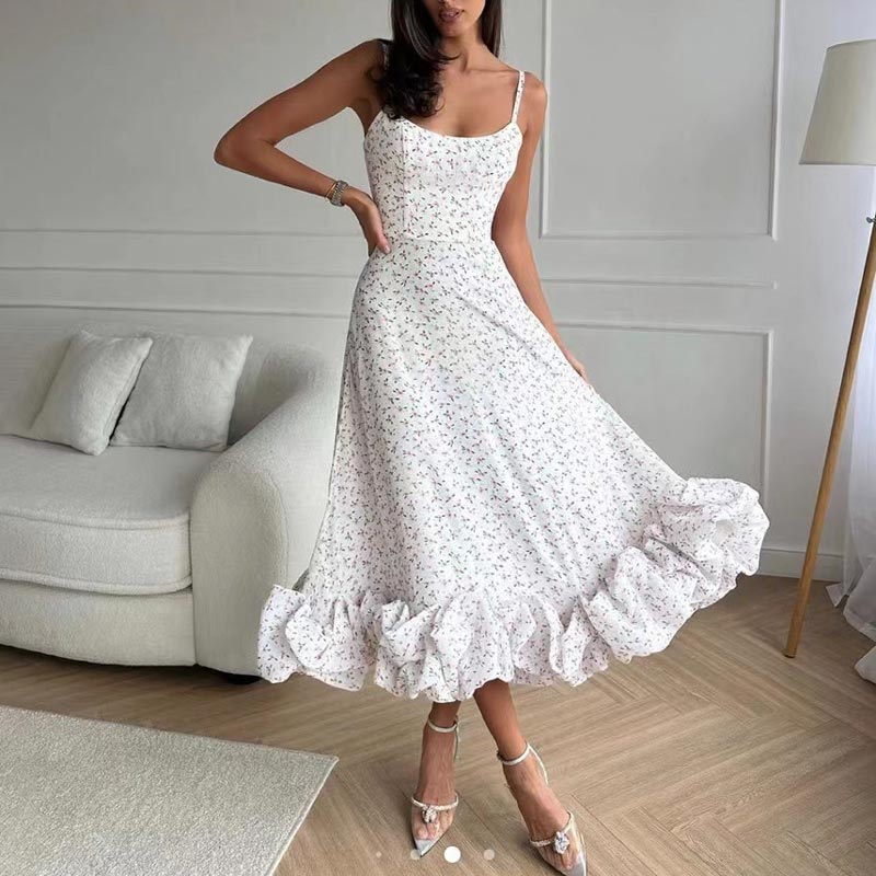 Modisches Halterkleid für Damen mit großem Swing-Saum und A-Linien-Schnitt