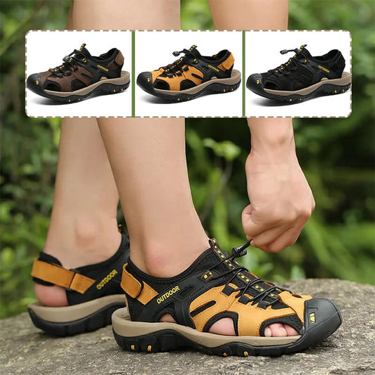 💥Aktion zum Vatertag💥Herren-Sport-Sandalen Sportliche Wander-Sandalen Geschlossene Zehe Outdoor Wandern Wasser Schuhe Leder Fischer Strand Sandalen
