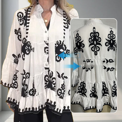 🔥HEISSER SALE 49 % RABATT🔥Bedrucktes Rüschenoberteil im Boho-Stil für Damen