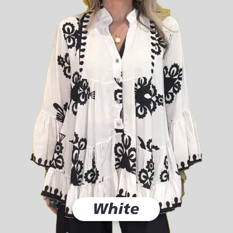 🔥HEISSER SALE 49 % RABATT🔥Bedrucktes Rüschenoberteil im Boho-Stil für Damen