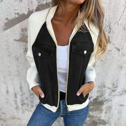 Neue modische kreative Denim-Spleißjacke für Damen