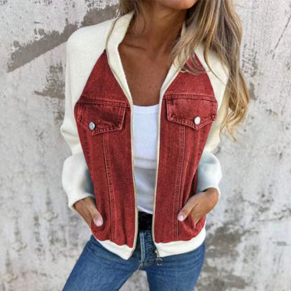Neue modische kreative Denim-Spleißjacke für Damen