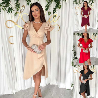 Sexy Kleid mit V-Ausschnitt und Flatterärmeln（50% OFF）