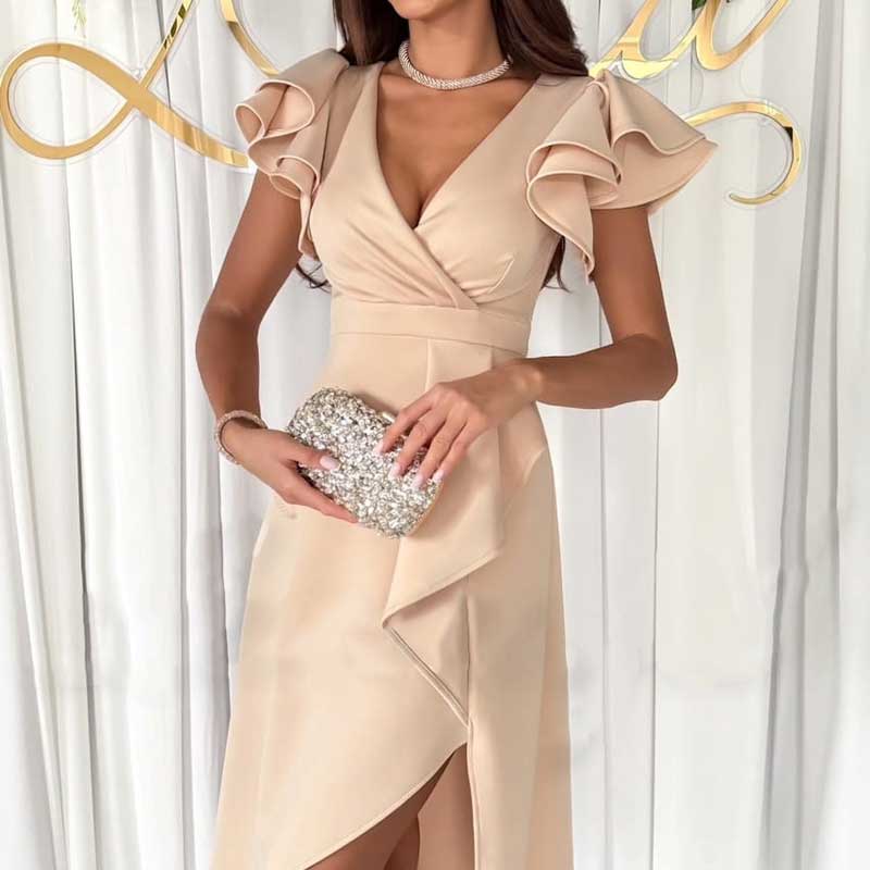 Sexy Kleid mit V-Ausschnitt und Flatterärmeln（50% OFF）