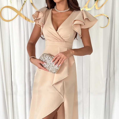 Sexy Kleid mit V-Ausschnitt und Flatterärmeln（50% OFF）