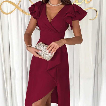 Sexy Kleid mit V-Ausschnitt und Flatterärmeln（50% OFF）