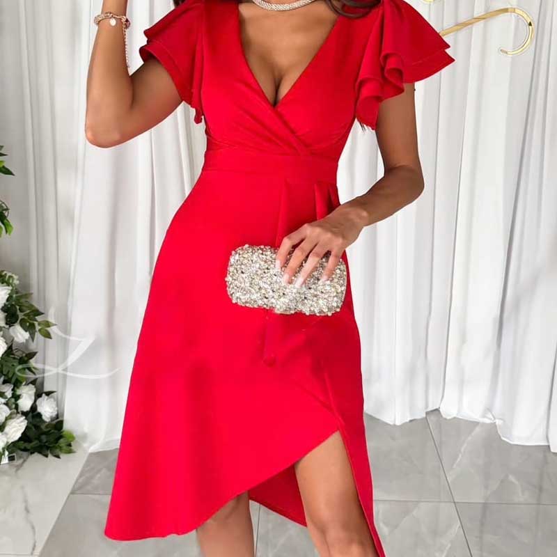 Sexy Kleid mit V-Ausschnitt und Flatterärmeln（50% OFF）