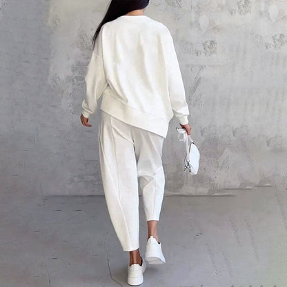 60%Rabatte🔥Mode, Freizeit ✨Langarm mit rundem Hals ＆ Hose 2-teiliger Set