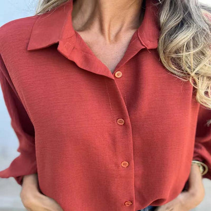 42% RABATT 💕Elegantes einfarbiges Button-Up-Hemd für Damen