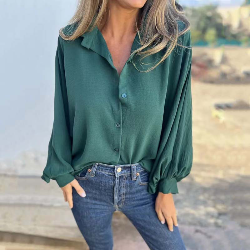 42% RABATT 💕Elegantes einfarbiges Button-Up-Hemd für Damen