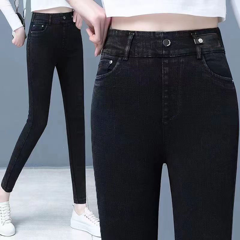 🔥2024 Black Friday Sale - 49% Rabatt🔥Damen Hoch Taille Schlank Dehnen Warme Röhrenjeans