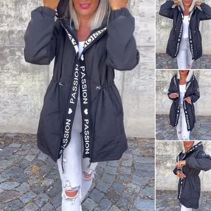 🎃Halloween-Aktion🔥Trendige Kapuzenjacke mit Kordelzug in der Taille für Damen