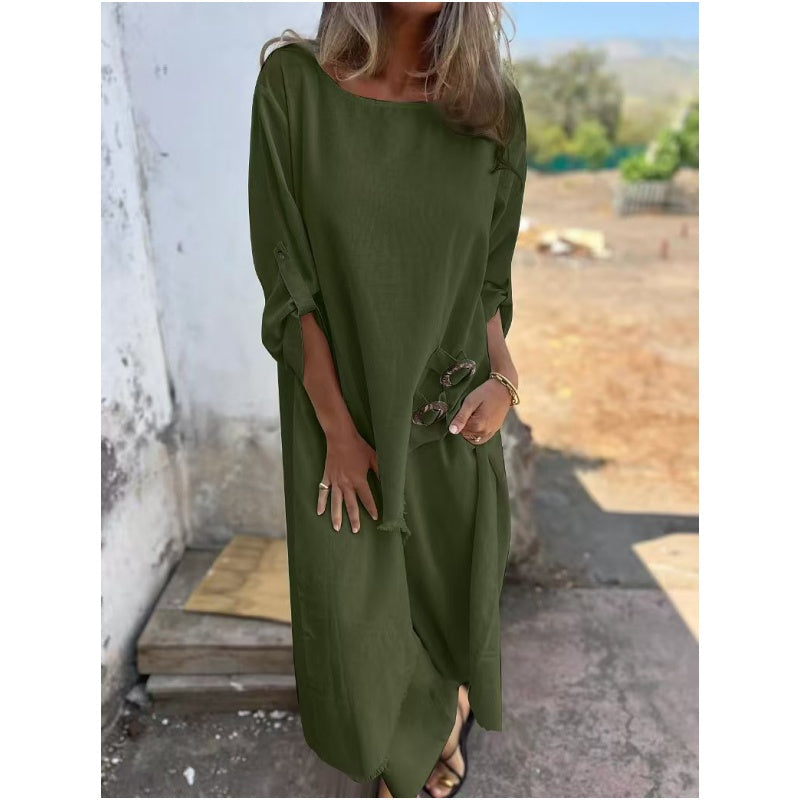 ⏰Zeitlich begrenzter Rabatt👗Unregelmäßiges Kleid und locker sitzende Hose für Damen, 2-teiliges Set