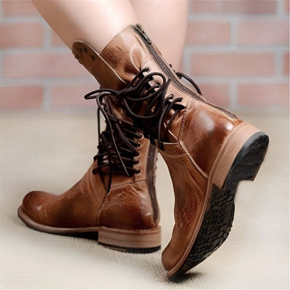 Vintage-Stiefel mit Schnürung an der Seite für Damen