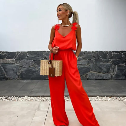 💕Ärmelloser Jumpsuit mit weitem Bein für Damen