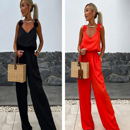 💕Ärmelloser Jumpsuit mit weitem Bein für Damen