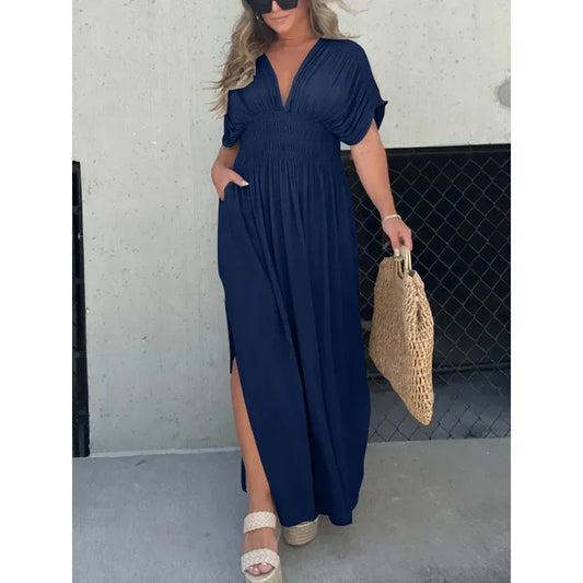💐HEISSER VERKAUF 💗 SCHLITZ V-AUSSCHNITT MÜHELOS MAXI LANGES KLEID
