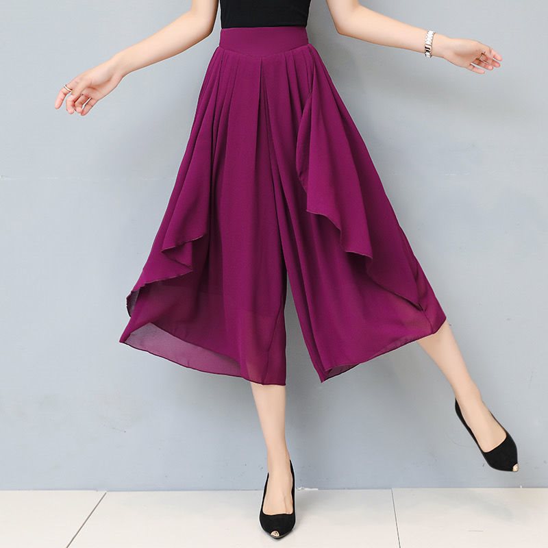 Verkürzter Chiffon-Hosenrock mit hoher Bund für Damen