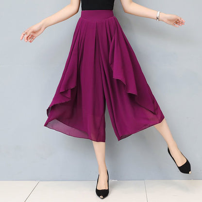 Verkürzter Chiffon-Hosenrock mit hoher Bund für Damen