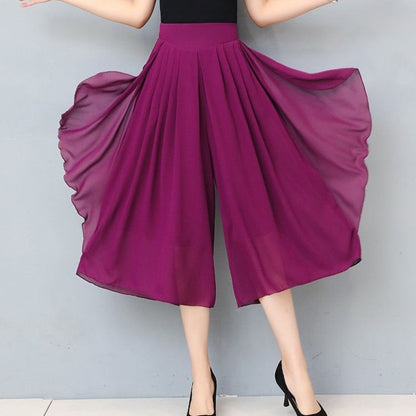 Verkürzter Chiffon-Hosenrock mit hoher Bund für Damen