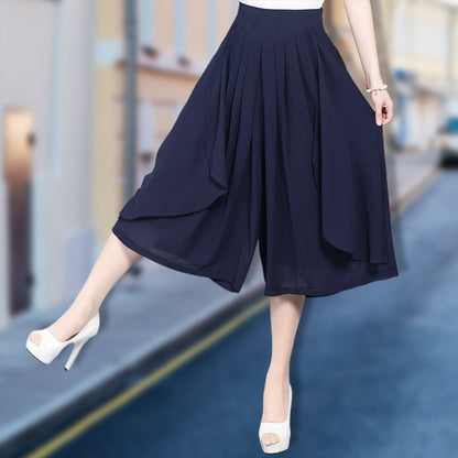 Verkürzter Chiffon-Hosenrock mit hoher Bund für Damen