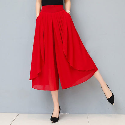 Verkürzter Chiffon-Hosenrock mit hoher Bund für Damen