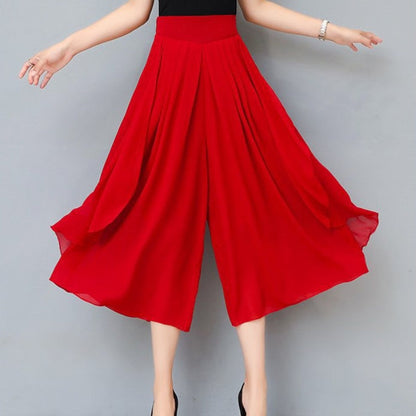 Verkürzter Chiffon-Hosenrock mit hoher Bund für Damen