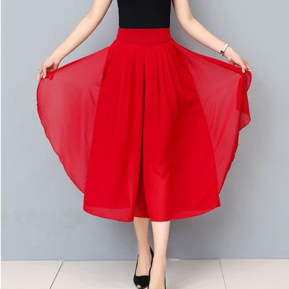Verkürzter Chiffon-Hosenrock mit hoher Bund für Damen