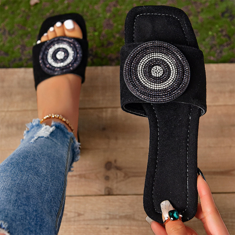 Mit Strasssteinen verzierte Damen-Sandalen „Evil Eye