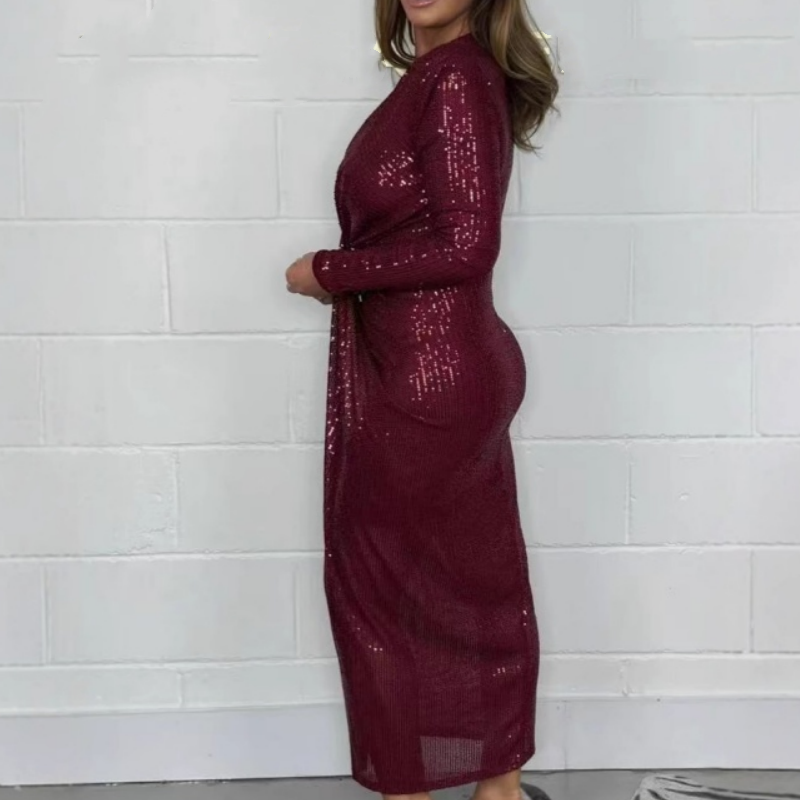 Sexy Pailletten-Kleid mit tiefem V-Ausschnitt
