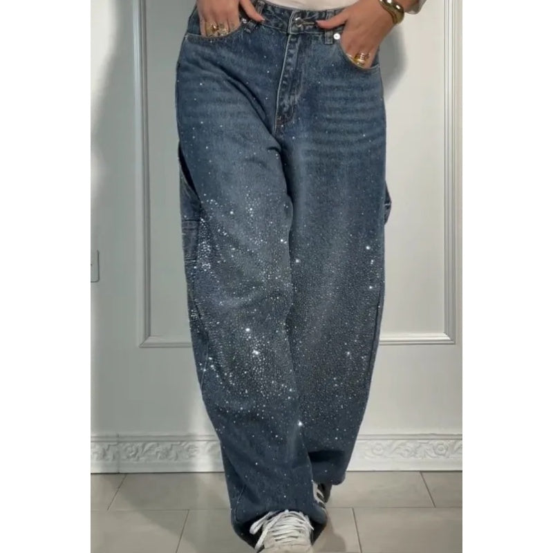 📢📢2026 Neue Kollektion – Zeitlich begrenzter Vorverkauf ✨ Damen-Jeans mit geradem Schnitt und Strasssteinen