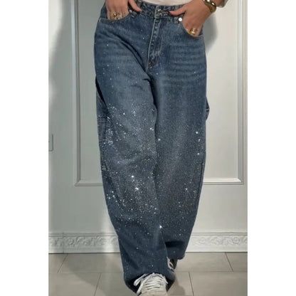 📢📢2026 Neue Kollektion – Zeitlich begrenzter Vorverkauf ✨ Damen-Jeans mit geradem Schnitt und Strasssteinen