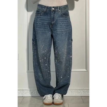 📢📢2026 Neue Kollektion – Zeitlich begrenzter Vorverkauf ✨ Damen-Jeans mit geradem Schnitt und Strasssteinen