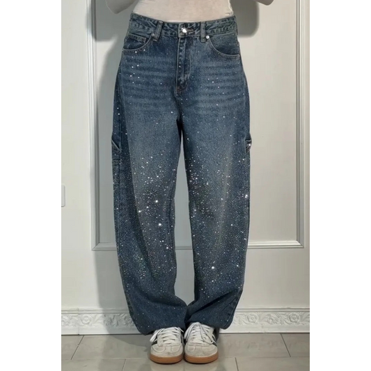 📢📢2026 Neue Kollektion – Zeitlich begrenzter Vorverkauf ✨ Damen-Jeans mit geradem Schnitt und Strasssteinen