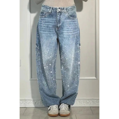 📢📢2026 Neue Kollektion – Zeitlich begrenzter Vorverkauf ✨ Damen-Jeans mit geradem Schnitt und Strasssteinen