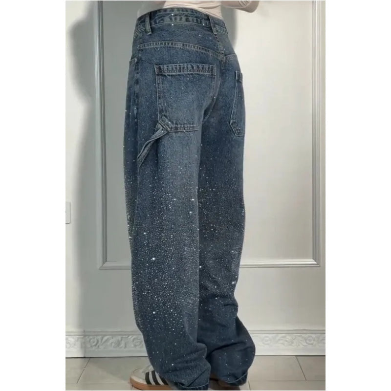 📢📢2026 Neue Kollektion – Zeitlich begrenzter Vorverkauf ✨ Damen-Jeans mit geradem Schnitt und Strasssteinen