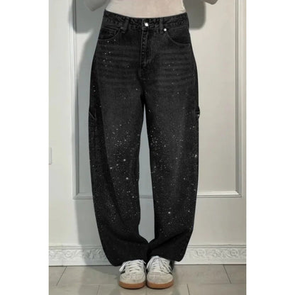 📢📢2026 Neue Kollektion – Zeitlich begrenzter Vorverkauf ✨ Damen-Jeans mit geradem Schnitt und Strasssteinen