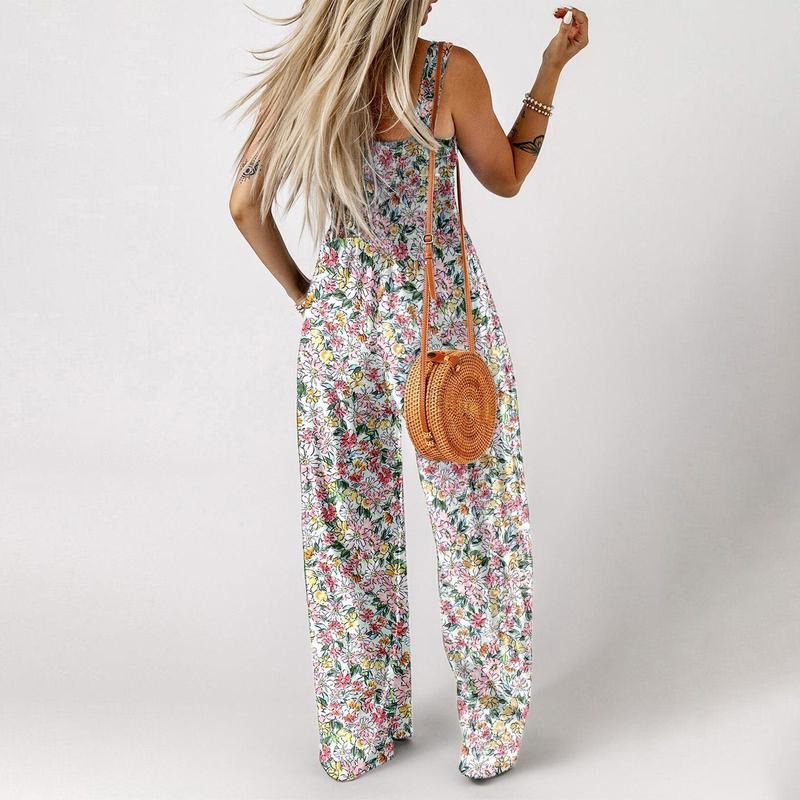 🏖️LAST DAY SALE: ONLY 21.99€!!🌼Women’s Casual Print Sleeveless Overalls Jumpsuits