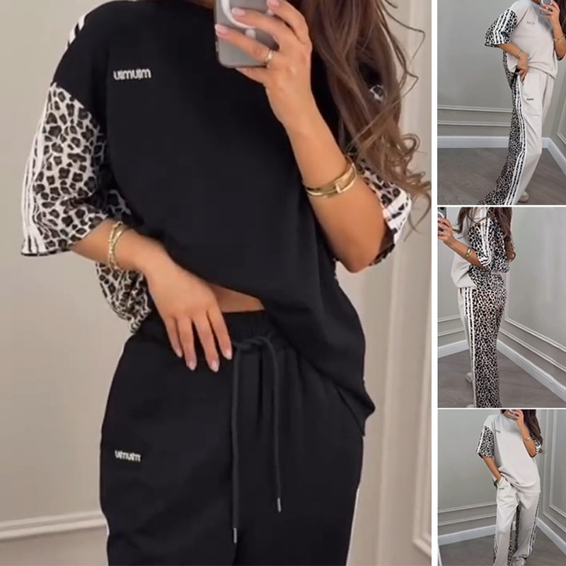 Sweatshirt mit Patchwork und Leopardenmuster
