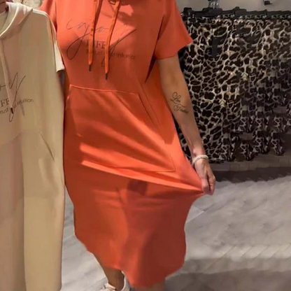 ❤️Damenkleid mit kurzen Ärmeln und Kapuze