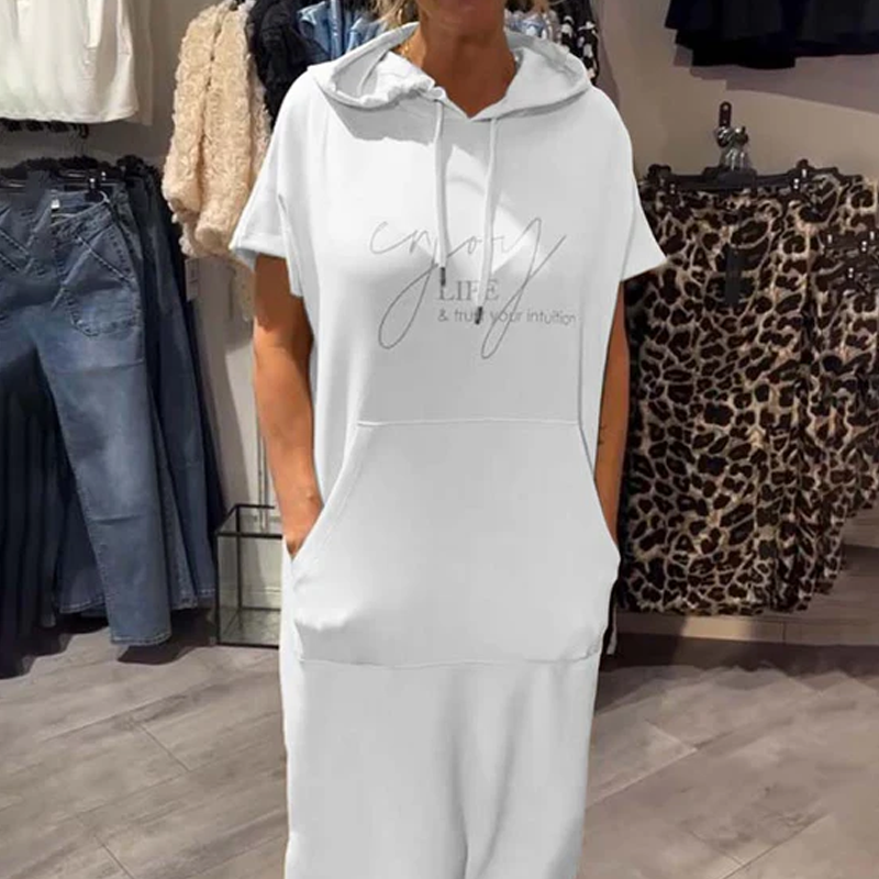 ❤️Damenkleid mit kurzen Ärmeln und Kapuze