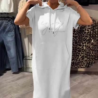 ❤️Damenkleid mit kurzen Ärmeln und Kapuze