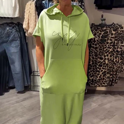 ❤️Damenkleid mit kurzen Ärmeln und Kapuze